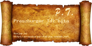Preszburger Tábita névjegykártya